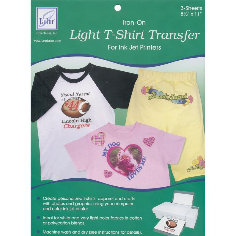 Tee Shirt Transfer Paper, Transfer Paper, Iron On Paper - June Tailor - 3 sheets 8.5