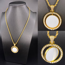 Load image into Gallery viewer, Sublimation Rotation Double Sided Necklace/pendant/Gold sublimation necklace/ Blank Sublimation pendants/Silver Sublimation necklace
